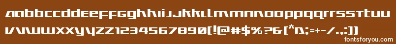 Ultramarines-Schriftart – Weiße Schriften auf braunem Hintergrund