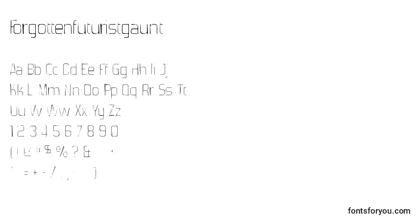 Шрифт Forgottenfuturistgaunt – алфавит, цифры, специальные символы