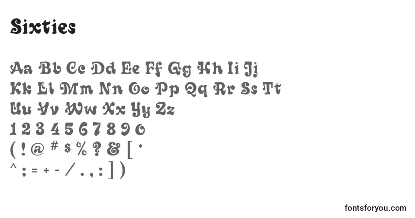 Sixtiesフォント–アルファベット、数字、特殊文字