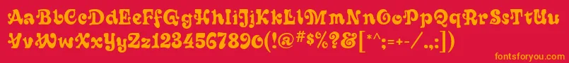 フォントSixties – 赤い背景にオレンジの文字