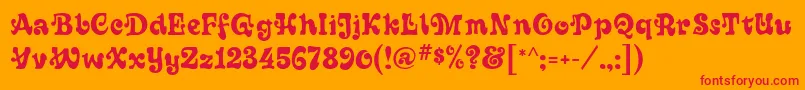 フォントSixties – オレンジの背景に赤い文字