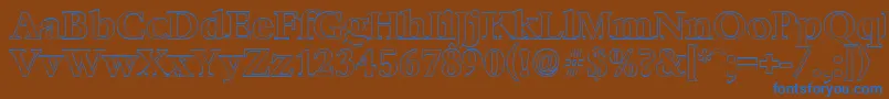 BernsteinoutlineBold-Schriftart – Blaue Schriften auf braunem Hintergrund