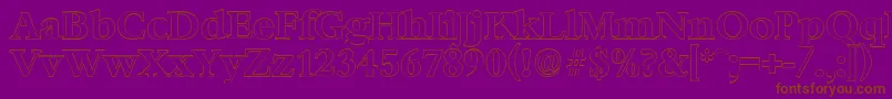 BernsteinoutlineBold-Schriftart – Braune Schriften auf violettem Hintergrund