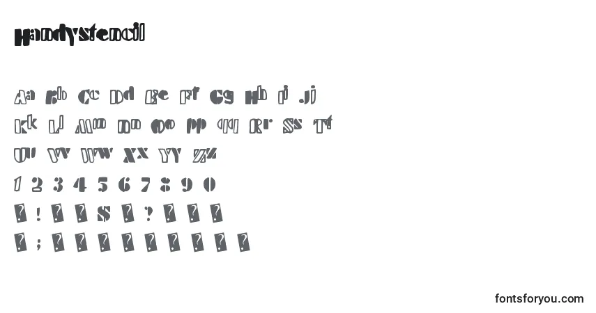Handystencil-fontti – aakkoset, numerot, erikoismerkit