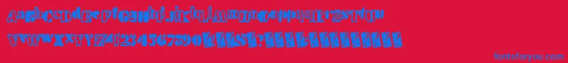 Handystencil Font – Blue Fonts on Red Background