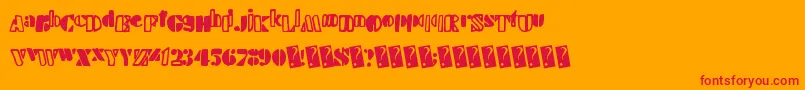 Handystencil-Schriftart – Rote Schriften auf orangefarbenem Hintergrund