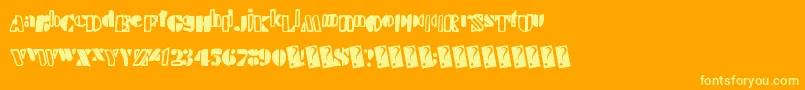 Weitere Informationen zur Handystencil-Schriftart Handystencil-Schriftart – Gelbe Schriften auf orangefarbenem Hintergrund