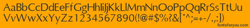 OmniRegular-Schriftart – Schwarze Schriften auf orangefarbenem Hintergrund