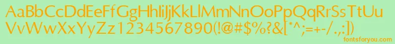OmniRegular-Schriftart – Orangefarbene Schriften auf grünem Hintergrund