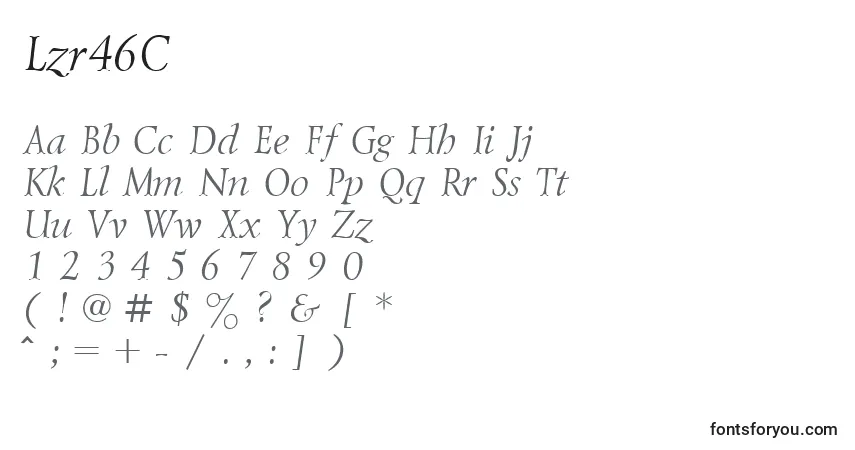A fonte Lzr46C – alfabeto, números, caracteres especiais