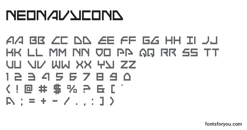 Neonavycond Font – alphabet, numbers, special characters