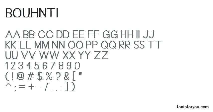 characters of bouhnti font, letter of bouhnti font, alphabet of  bouhnti font