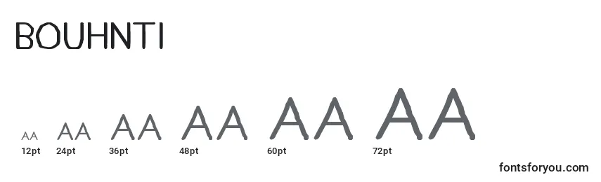 sizes of bouhnti font, bouhnti sizes