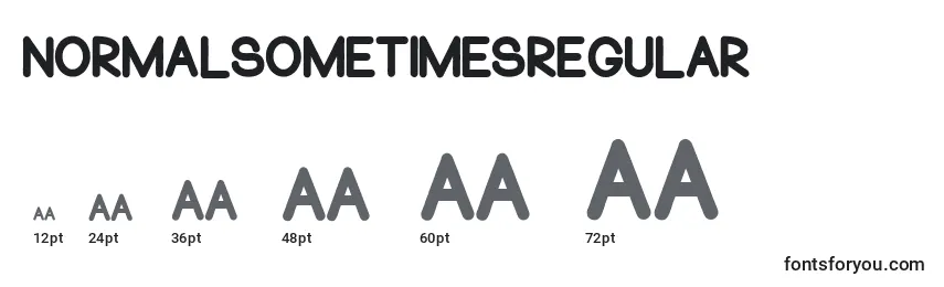 sizes of normalsometimesregular font, normalsometimesregular sizes