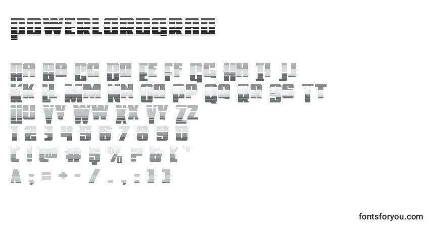 characters of powerlordgrad font, letter of powerlordgrad font, alphabet of  powerlordgrad font