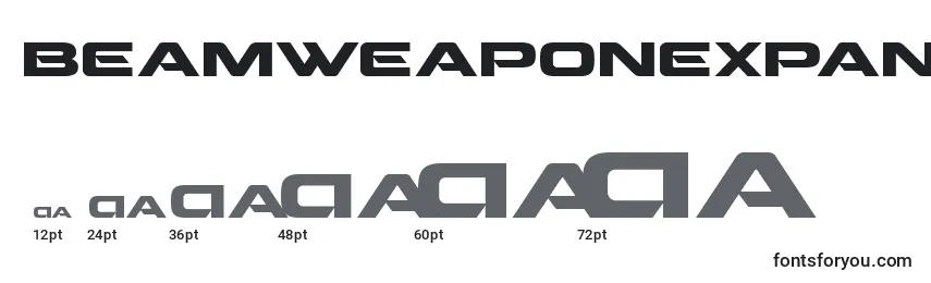 sizes of beamweaponexpand font, beamweaponexpand sizes