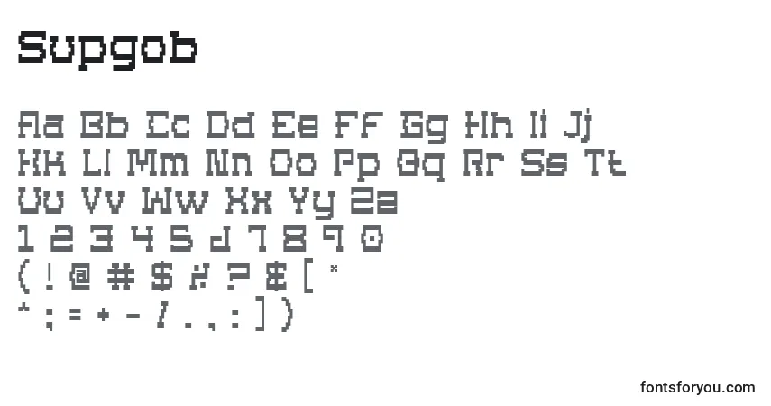 characters of supgob font, letter of supgob font, alphabet of  supgob font