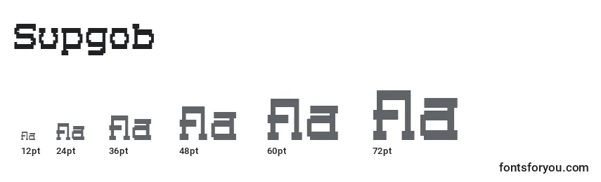 sizes of supgob font, supgob sizes