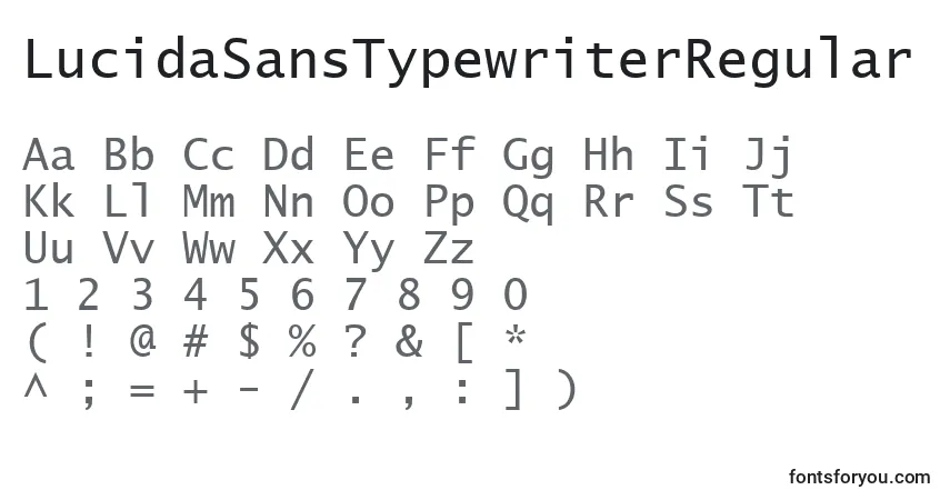 characters of lucidasanstypewriterregular font, letter of lucidasanstypewriterregular font, alphabet of  lucidasanstypewriterregular font