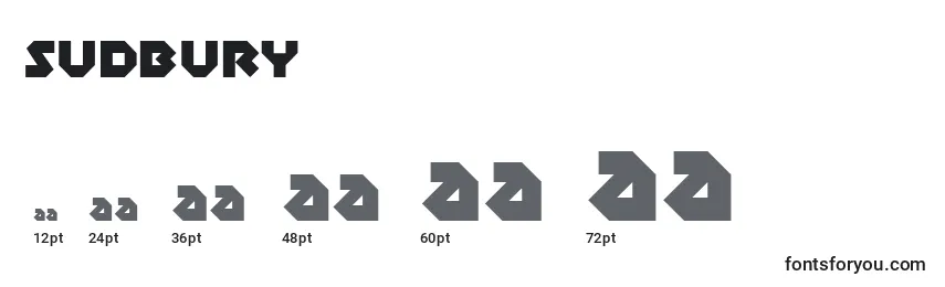 sizes of sudbury font, sudbury sizes