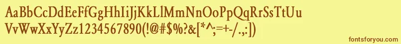 Fonte YearlindNormalCondensedBold – fontes marrons em um fundo amarelo