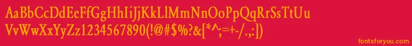 フォントYearlindNormalCondensedBold – 赤い背景にオレンジの文字