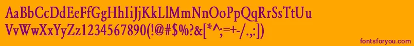 YearlindNormalCondensedBold Font – Purple Fonts on Orange Background