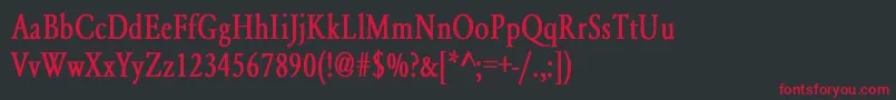 Fonte YearlindNormalCondensedBold – fontes vermelhas em um fundo preto