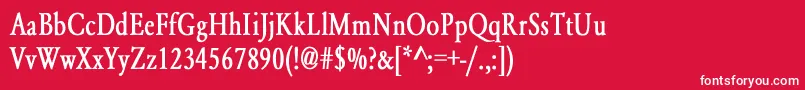 Fonte YearlindNormalCondensedBold – fontes brancas em um fundo vermelho