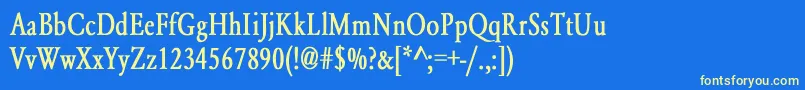 フォントYearlindNormalCondensedBold – 黄色の文字、青い背景