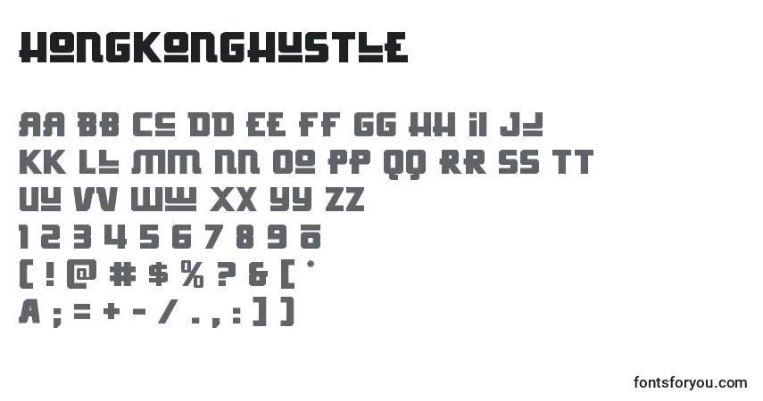 A fonte Hongkonghustle – alfabeto, números, caracteres especiais