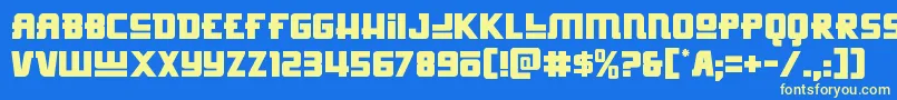 フォントHongkonghustle – 黄色の文字、青い背景