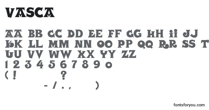 Schriftart Vasca – Alphabet, Zahlen, spezielle Symbole