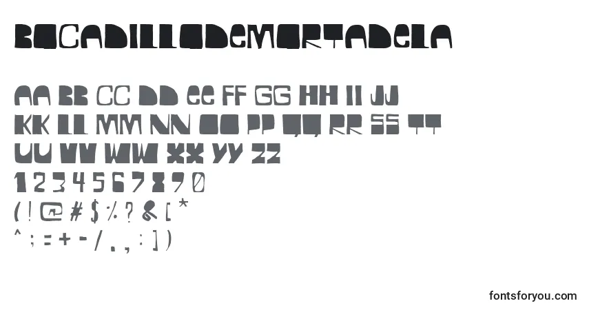 A fonte BocadilloDeMortadela – alfabeto, números, caracteres especiais