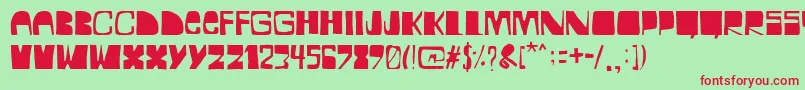 Czcionka BocadilloDeMortadela – czerwone czcionki na zielonym tle