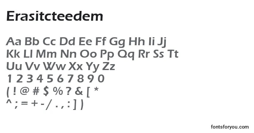 Czcionka Erasitcteedem – alfabet, cyfry, specjalne znaki