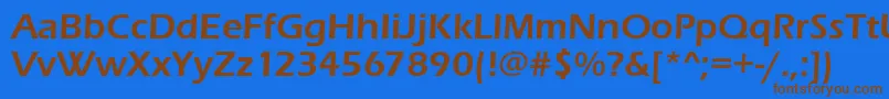 フォントErasitcteedem – 茶色の文字が青い背景にあります。