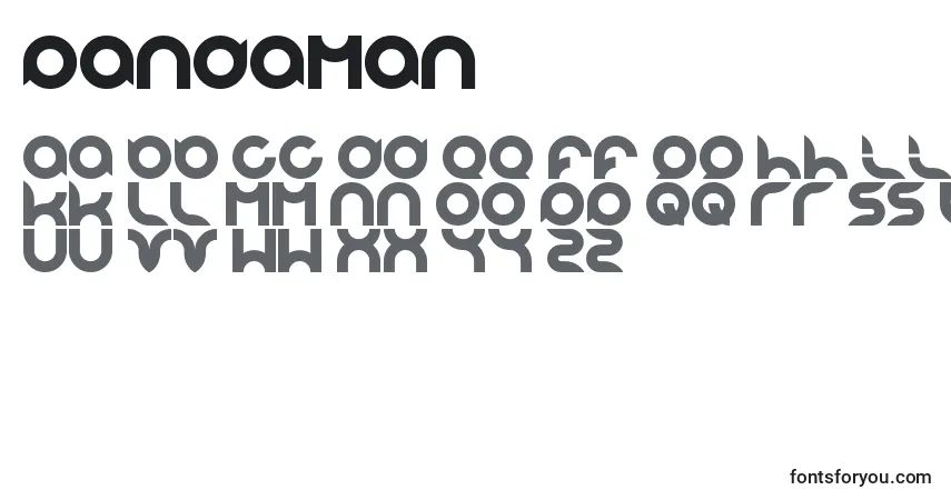 A fonte Pandaman – alfabeto, números, caracteres especiais