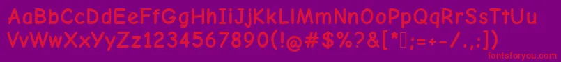 Fonte ComicNeueBold – fontes vermelhas em um fundo violeta