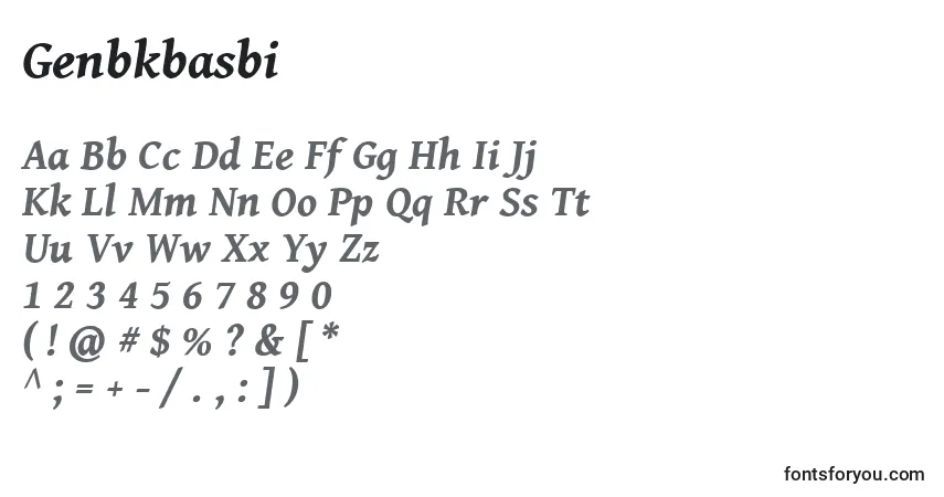 Schriftart Genbkbasbi – Alphabet, Zahlen, spezielle Symbole