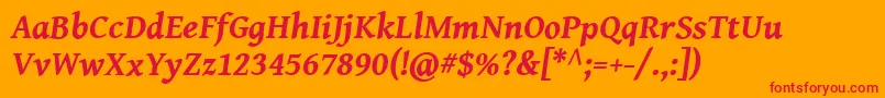 Genbkbasbi-Schriftart – Rote Schriften auf orangefarbenem Hintergrund