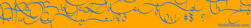 AmalScript Font – Blue Fonts on Orange Background