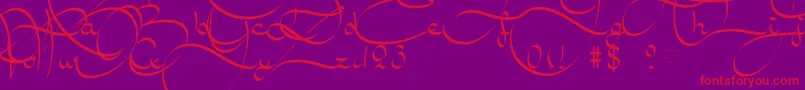 AmalScript-Schriftart – Rote Schriften auf violettem Hintergrund