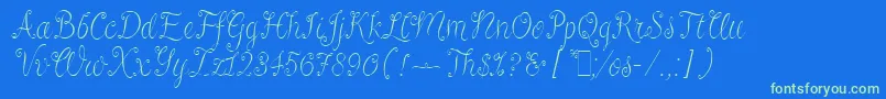 RivaLetPlain.1.0-Schriftart – Grüne Schriften auf blauem Hintergrund