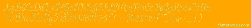 RivaLetPlain.1.0-Schriftart – Grüne Schriften auf orangefarbenem Hintergrund