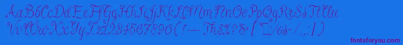 RivaLetPlain.1.0-Schriftart – Violette Schriften auf blauem Hintergrund