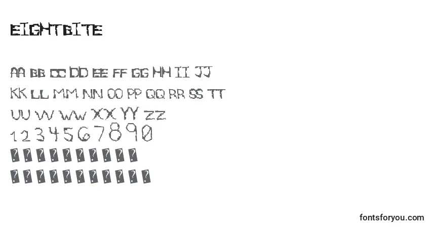Schriftart Eightbite – Alphabet, Zahlen, spezielle Symbole