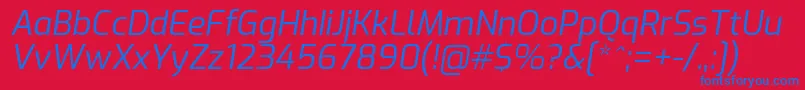 Więcej informacji o czcionce ExoItalic Czcionka ExoItalic – niebieskie czcionki na czerwonym tle