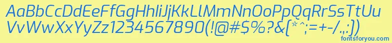 フォントExoItalic – 青い文字が黄色の背景にあります。