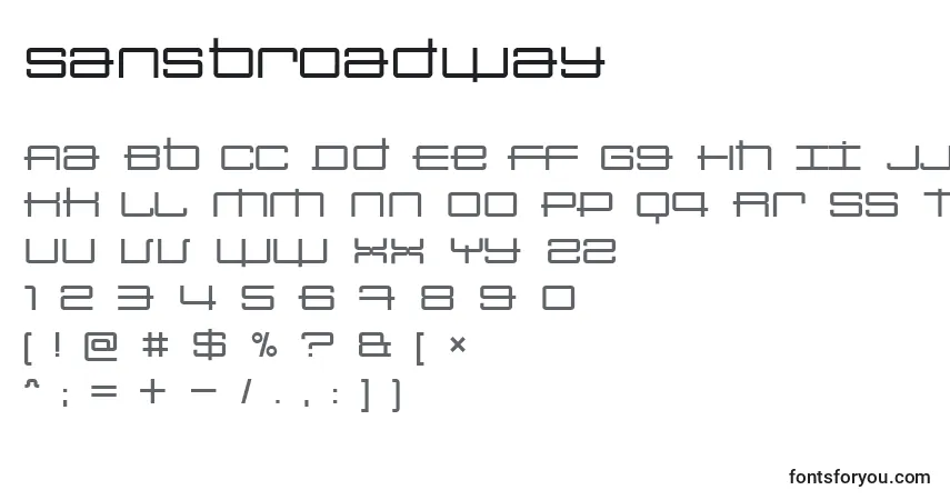 Sansbroadway-fontti – aakkoset, numerot, erikoismerkit